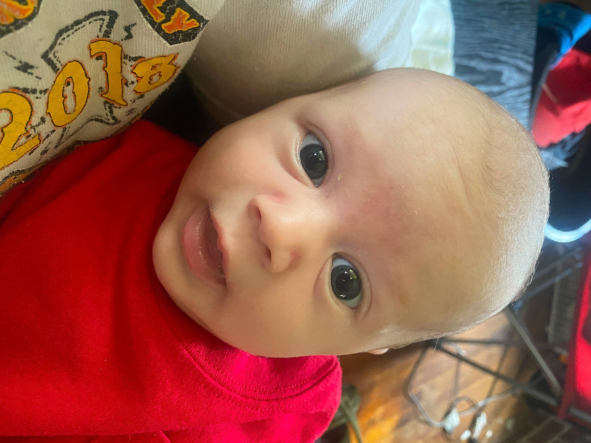 Banks is registered to the contest to win money with this photo: baby, baby_toddler_clothing, cheek, child, eye, eyebrow, eyelash, forehead, fun, happy, head, iris, lip, mouth, nose, person, skin, smile, throat, toddler