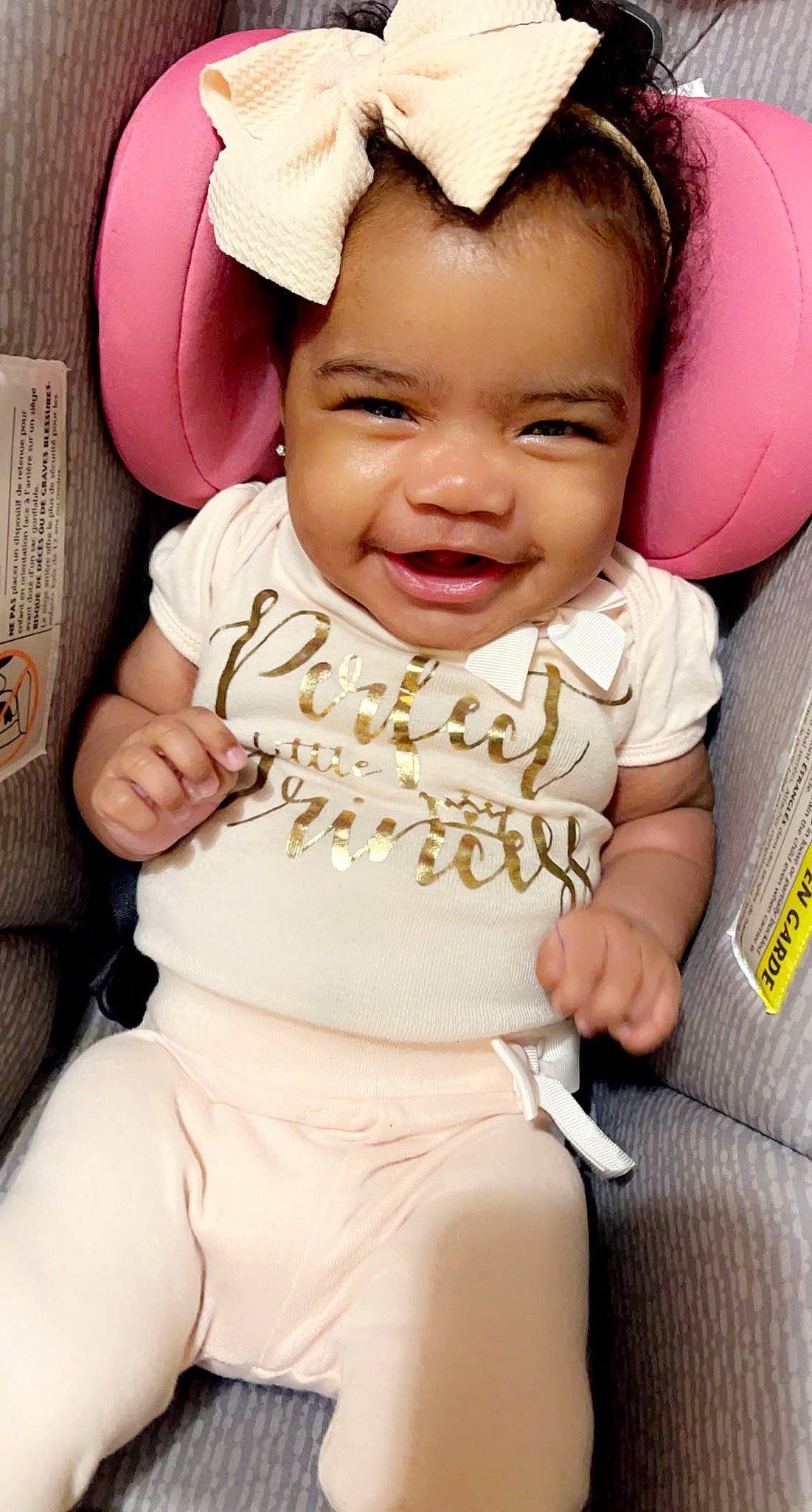 Jourdyn joined the competition — help win amazing prizes! baby, baby_products, baby_toddler_clothing, cheek, child, comfort, eyelash, face, gesture, happy, head, mouth, nail, nose, person, pink, skin, sleeve, smile, thumb