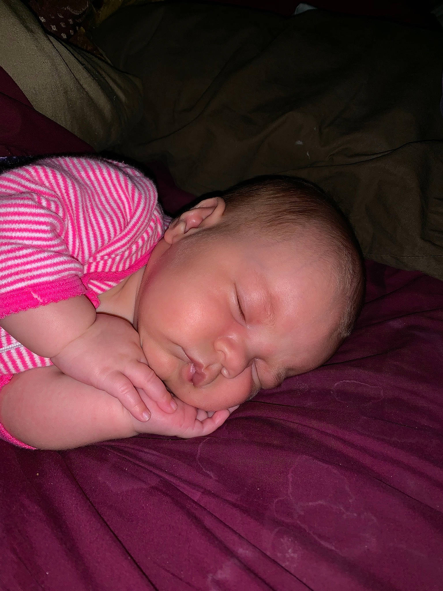 Karleigh is registered to the contest to win money with this photo: baby, bedtime, cheek, child, eye, face, finger, hand, head, lip, mouth, nap, nose, person, pink, skin, sleep, toddler