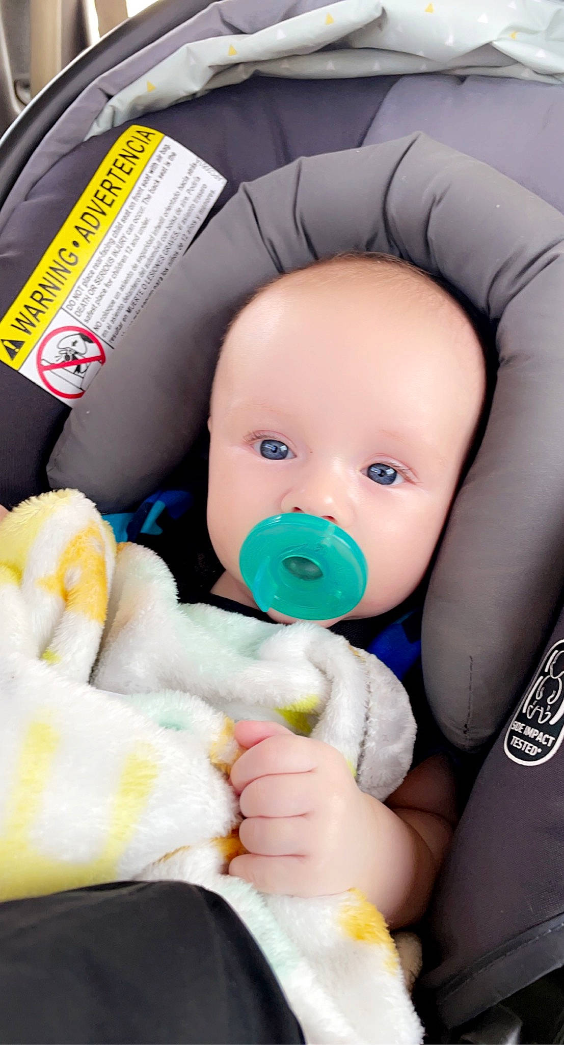 Kadriel joined the competition — help win amazing prizes! baby, baby_in_car_seat, baby_products, baby_safety, baby_sleeping, baby_toddler_clothing, cheek, child, comfort, finger, gesture, happy, mouth, nail, person, product, skin, textile, thumb, toddler