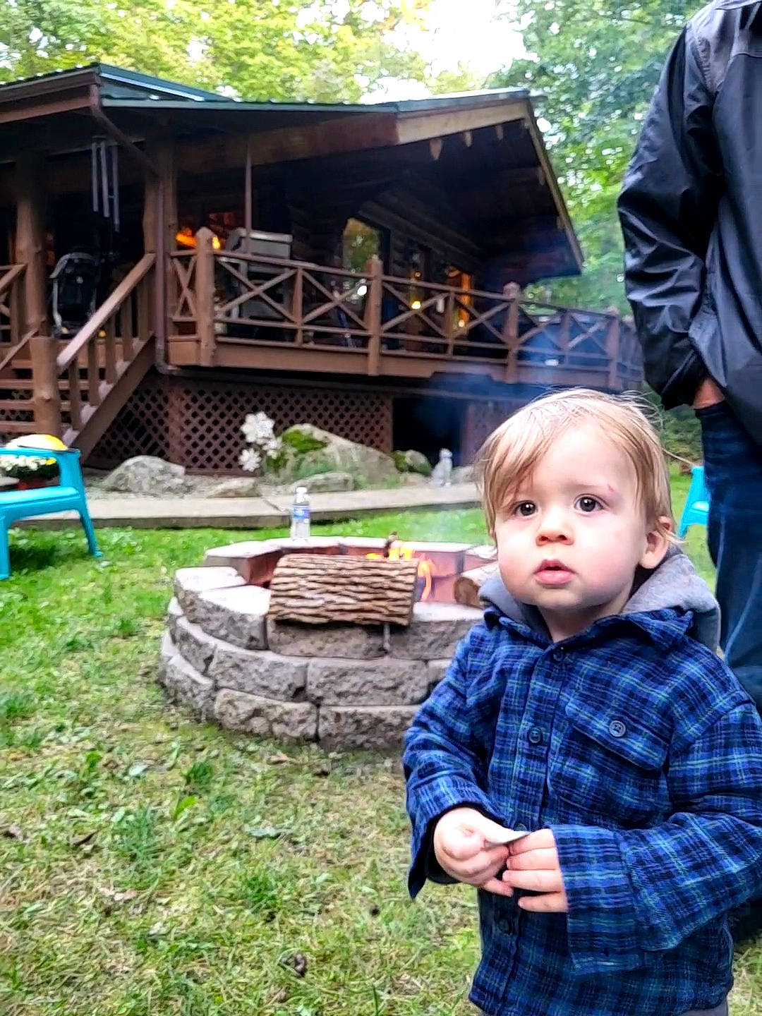 Ayden joined the competition — help win amazing prizes! baby, child, garden, grass, green, landscape, leisure, outdoor_furniture, pattern, person, plaid, plant, recreation, sitting, soil, spring, tartan, toddler, tree, vacation