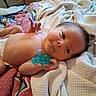 baby, infant, pacifier, blanket, bed, diaper, skin, face, hand, fingers, hair, sleepwear, resting, cozy, indoor, newborn, cute, soft, toddler, child