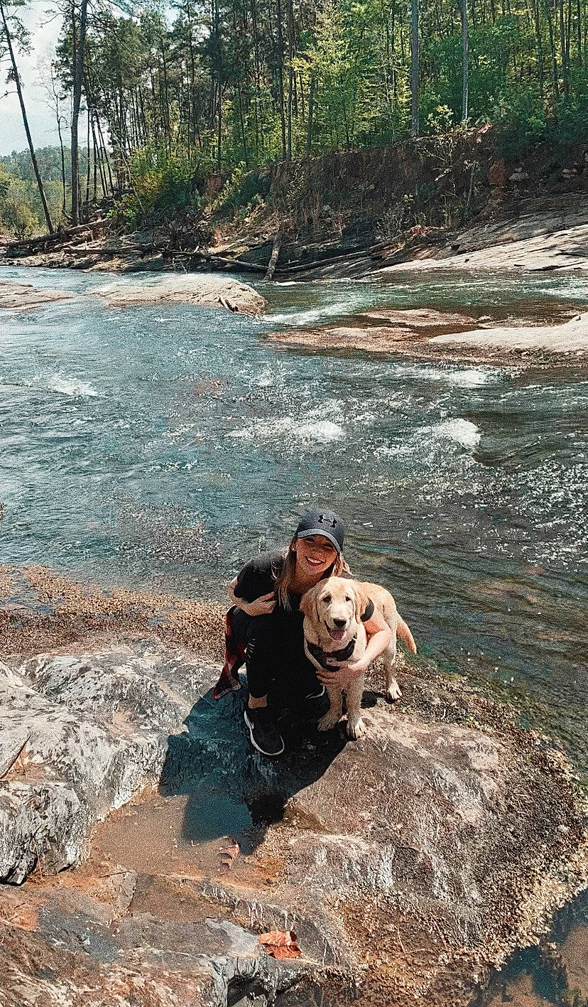 Brinkley joined the competition — help win amazing prizes! bank, bedrock, carnivore, fawn, fluvial_landforms_of_streams, fun, hat, landscape, leisure, plant, recreation, smile, stream, toy, tree, water, water_resources, watercourse, wood, working_animal