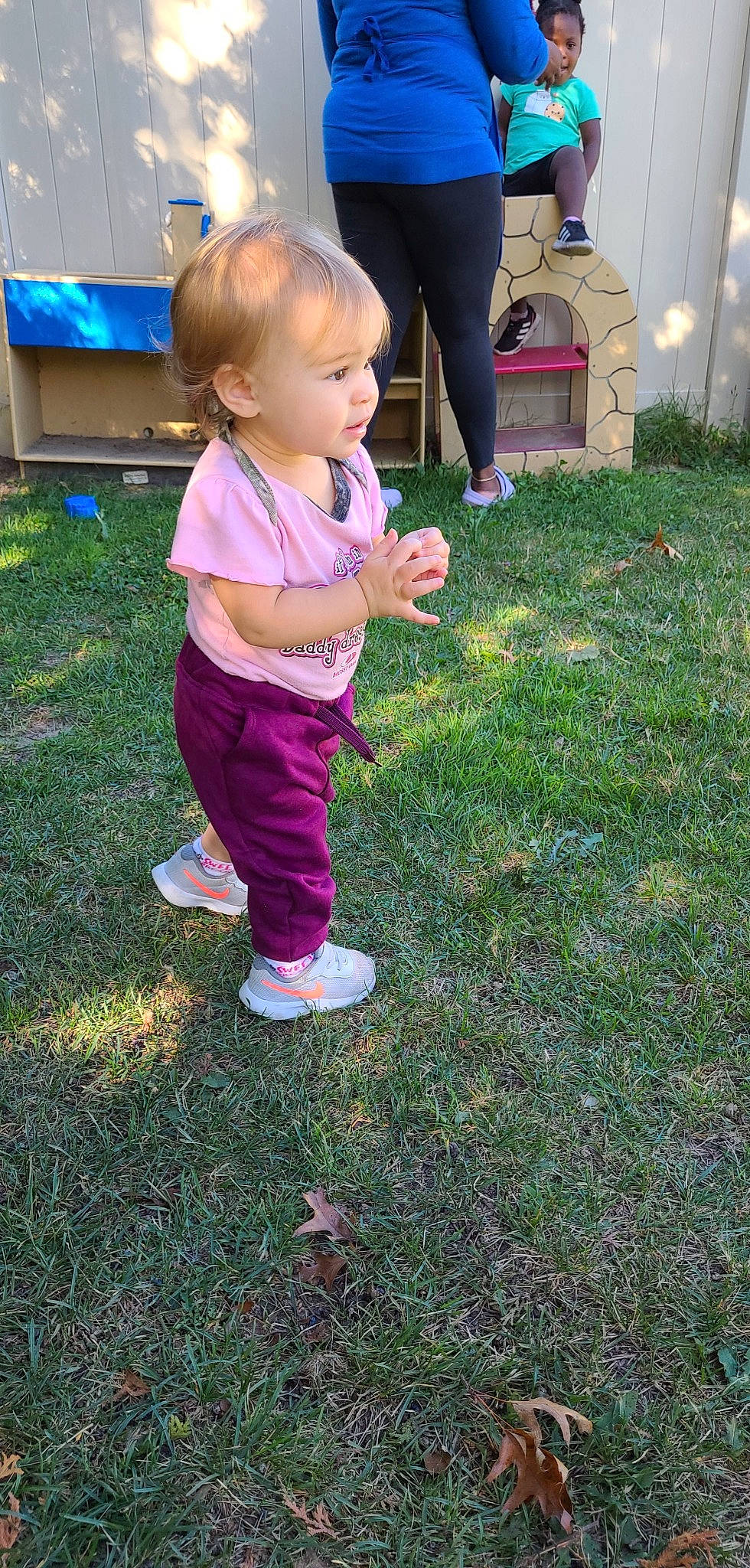 Cecilia Marie is registered to the contest to win money with this photo: baby, baby_toddler_clothing, child, flooring, fun, garden, grass, groundcover, lawn, leg, leisure, magenta, people_in_nature, person, plant, play, recreation, shoe, soil, toddler