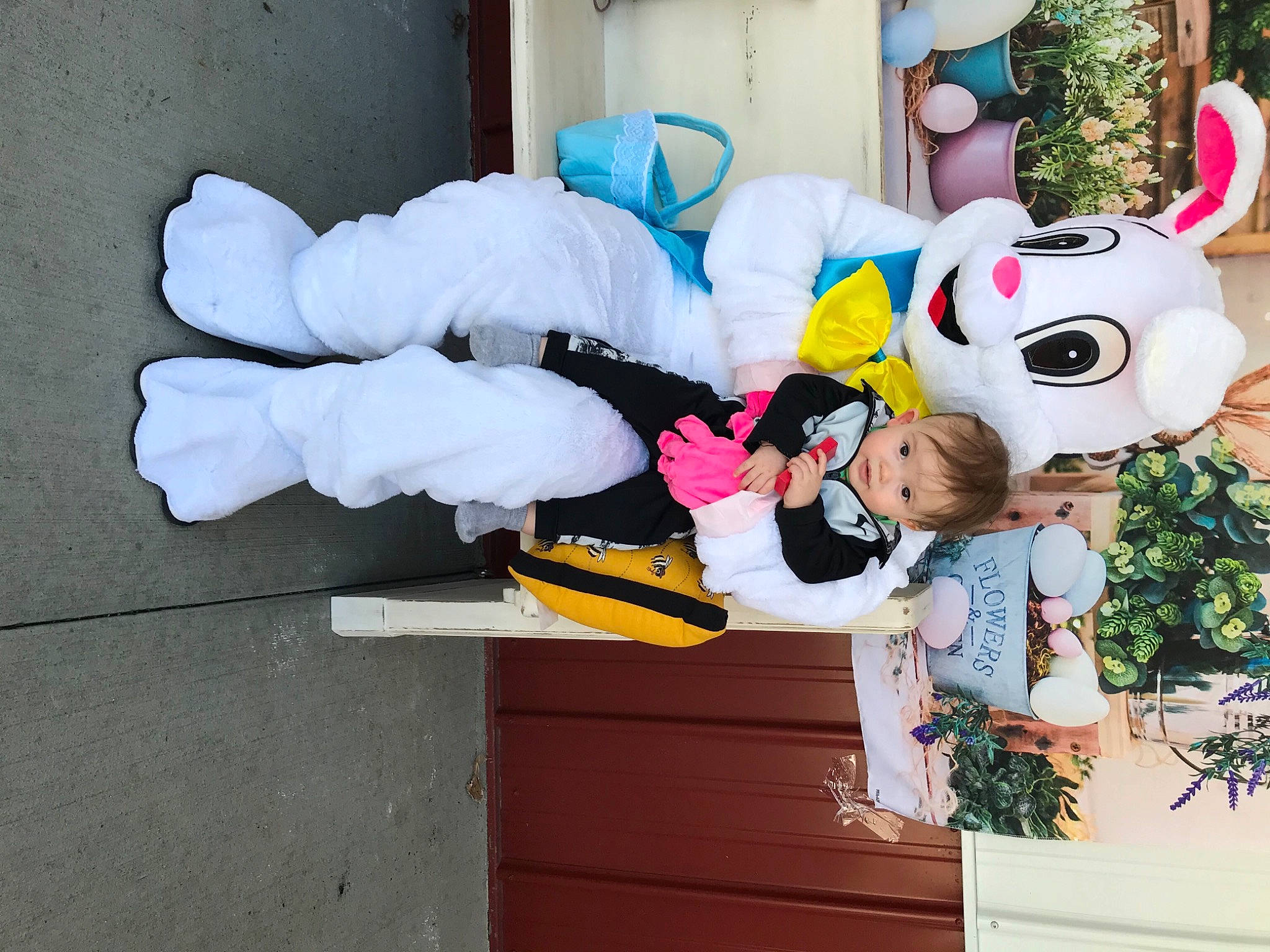 Colt joined the competition — help win amazing prizes! animation, carmine, child, costume, event, fiction, fictional_character, fun, happy, mascot, person, pink, plant, plush, recreation, street_fashion, stuffed_toy, toy, window, world