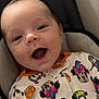 applique, baby, babylaughing, car, car_interior, carseat, cushion, face, happy, head, homedecor, laughing, newborn, pattern, person, photography, portrait, smile, transportation, yawning