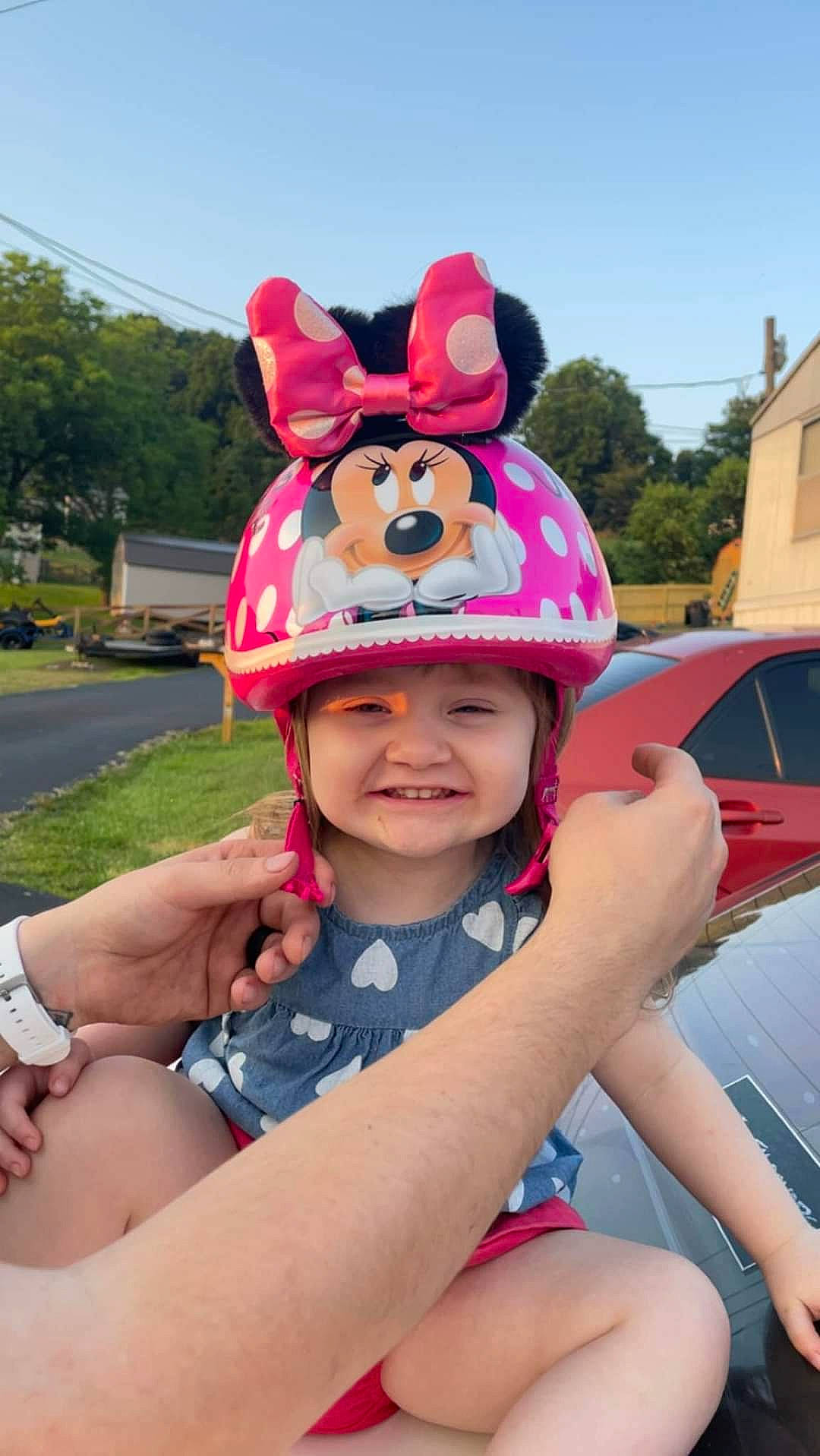 Jolene joined the competition — help win amazing prizes! cap, event, fun, happy, hat, headgear, headwear, helmet, joy, leisure, magenta, party_supply, person, personal_protective_equipment, pink, plant, recreation, red, sky, smile