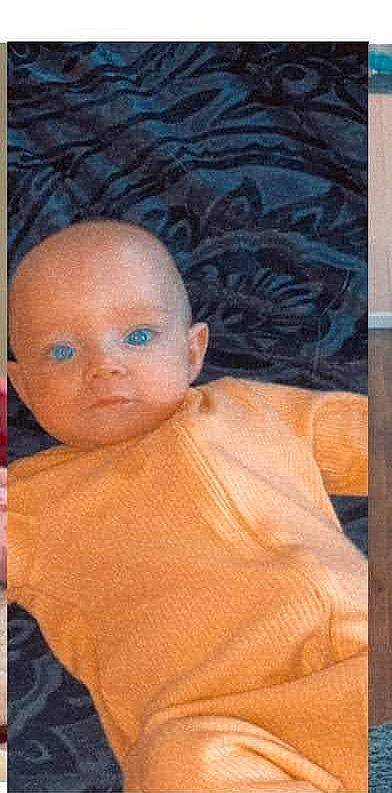 Parker is registered to the contest to win money with this photo: art, baby, baby_toddler_clothing, cheek, child, eyebrow, eyelash, nose, painting, peach, person, portrait, rectangle, room, toddler, visual_arts, wood, wool