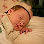 baby, newborn, sleeping, blanket, bed, cozy, soft, knitted, face, peaceful, infant, closeup, portrait, child, rest, warm, comfort, cute, skin, hand