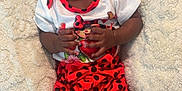 Autumn joined the competition — help win amazing prizes! baby, blanket, child, cute, expression, fashion, feet, hands, headband, indoors, infant, legs, person, polka_dot, portrait, red_clothing, sitting, soft_texture, white_shirt, young