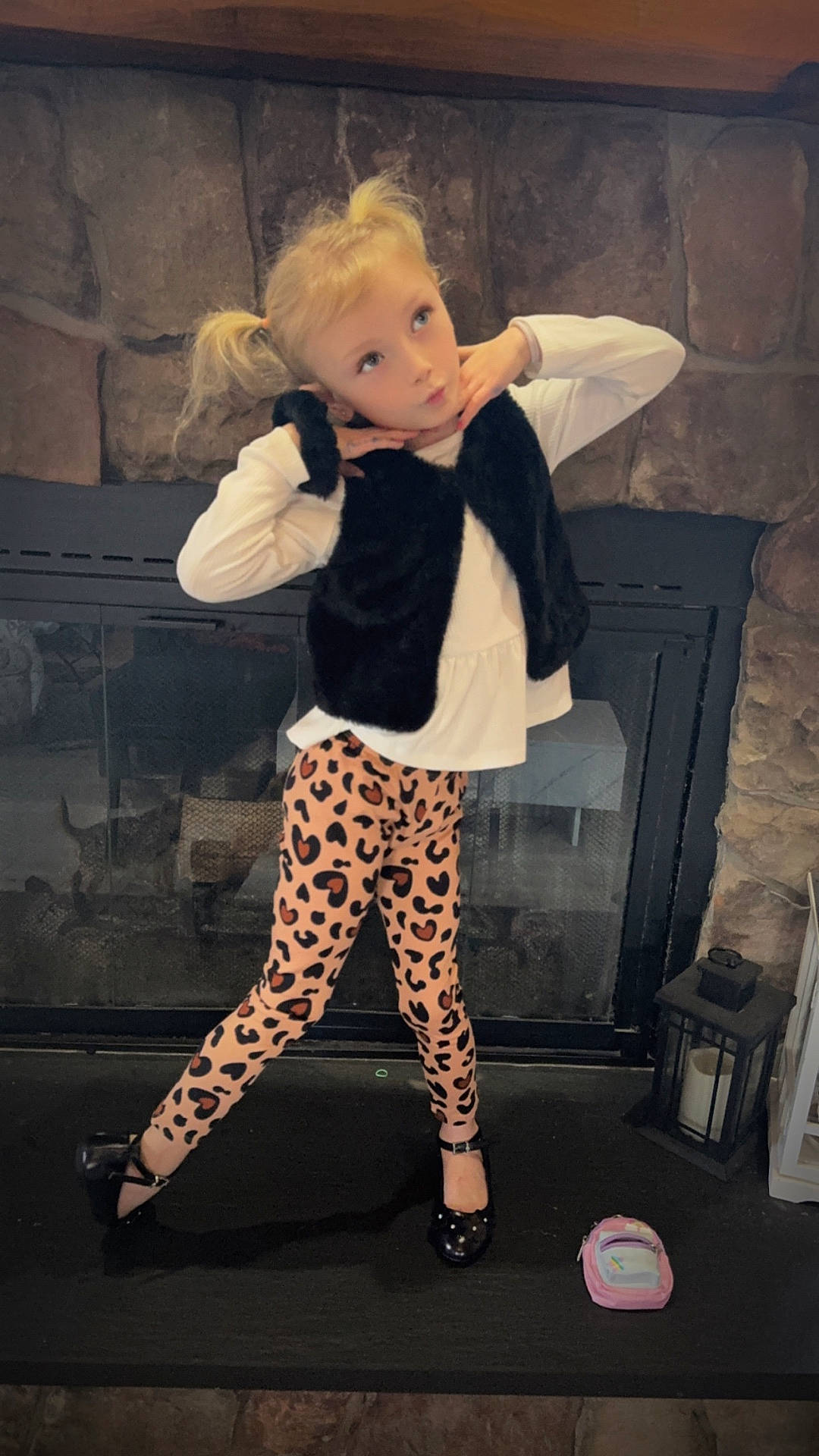 Ava joined the competition — help win amazing prizes! accessories, bag, child, clothing, face, female, fireplace, footwear, girl, head, highheel, indoors, longsleeve, pants, person, photography, portrait, sandal, shoe, sleeve