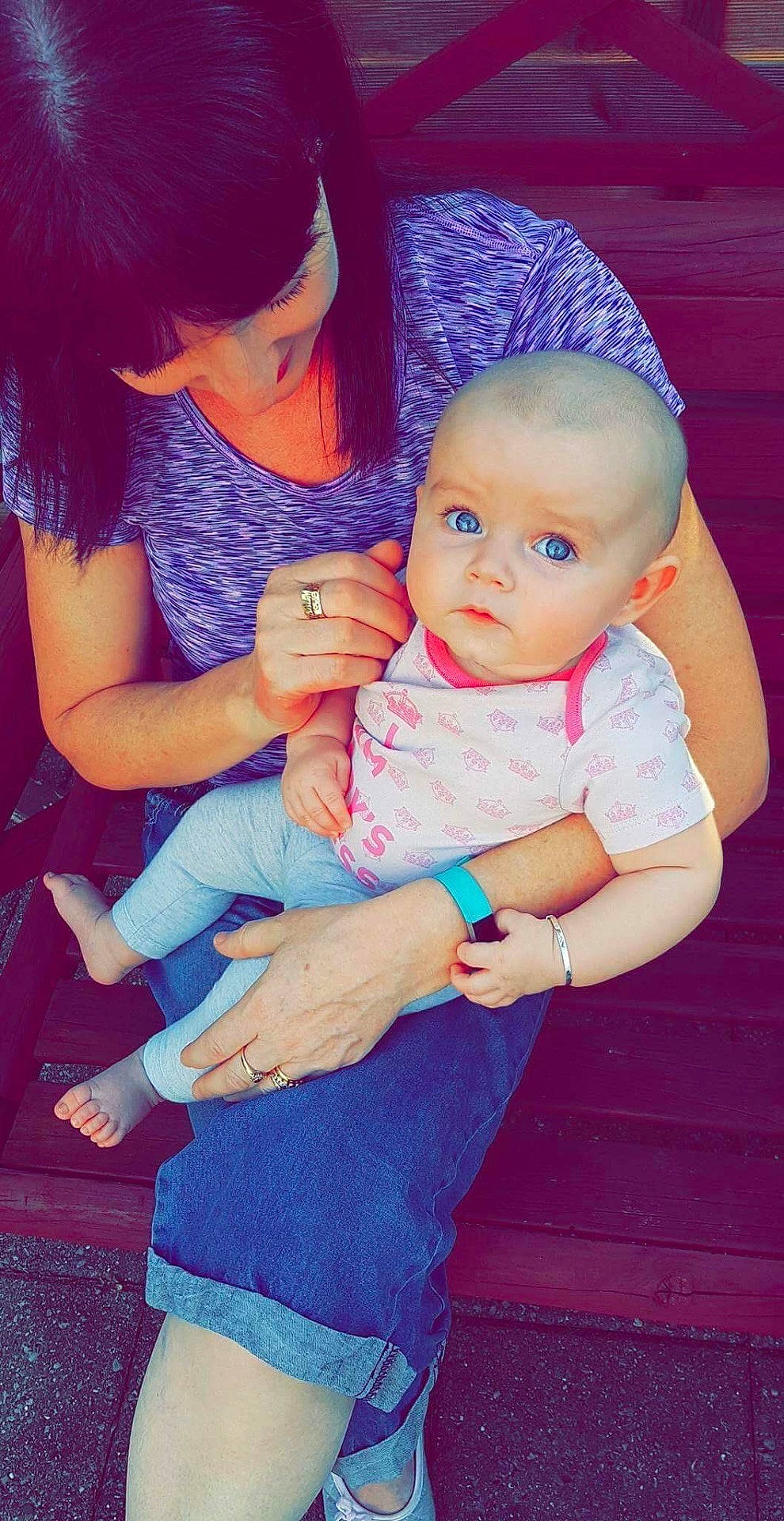 Evie-mae joined the competition — help win amazing prizes! beauty, child, day, eye, fun, girl, head, human, human_hair_color, infant, leg, people, person, pink, product, purple, sitting, skin, smile, standing