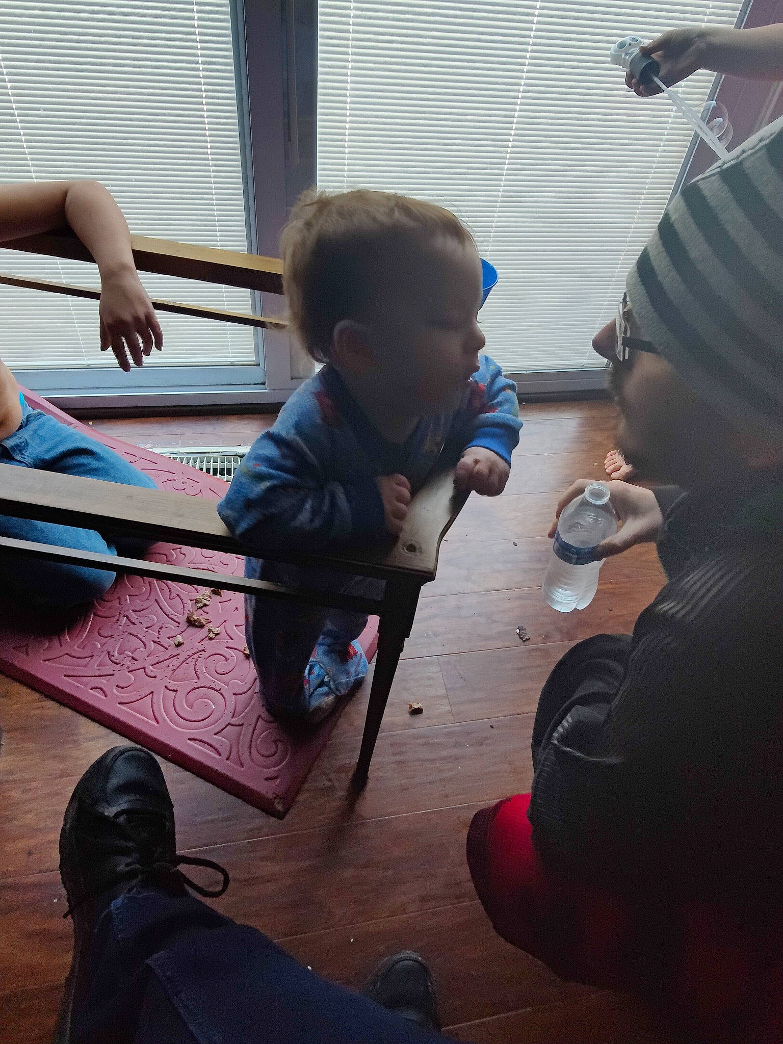 Braxton joined the competition — help win amazing prizes! baby, black, child, cool, floor, flooring, fun, hairstyle, hand, hardwood, joint, people, person, product, sitting, snapshot, sneakers, standing, t_shirt, toddler