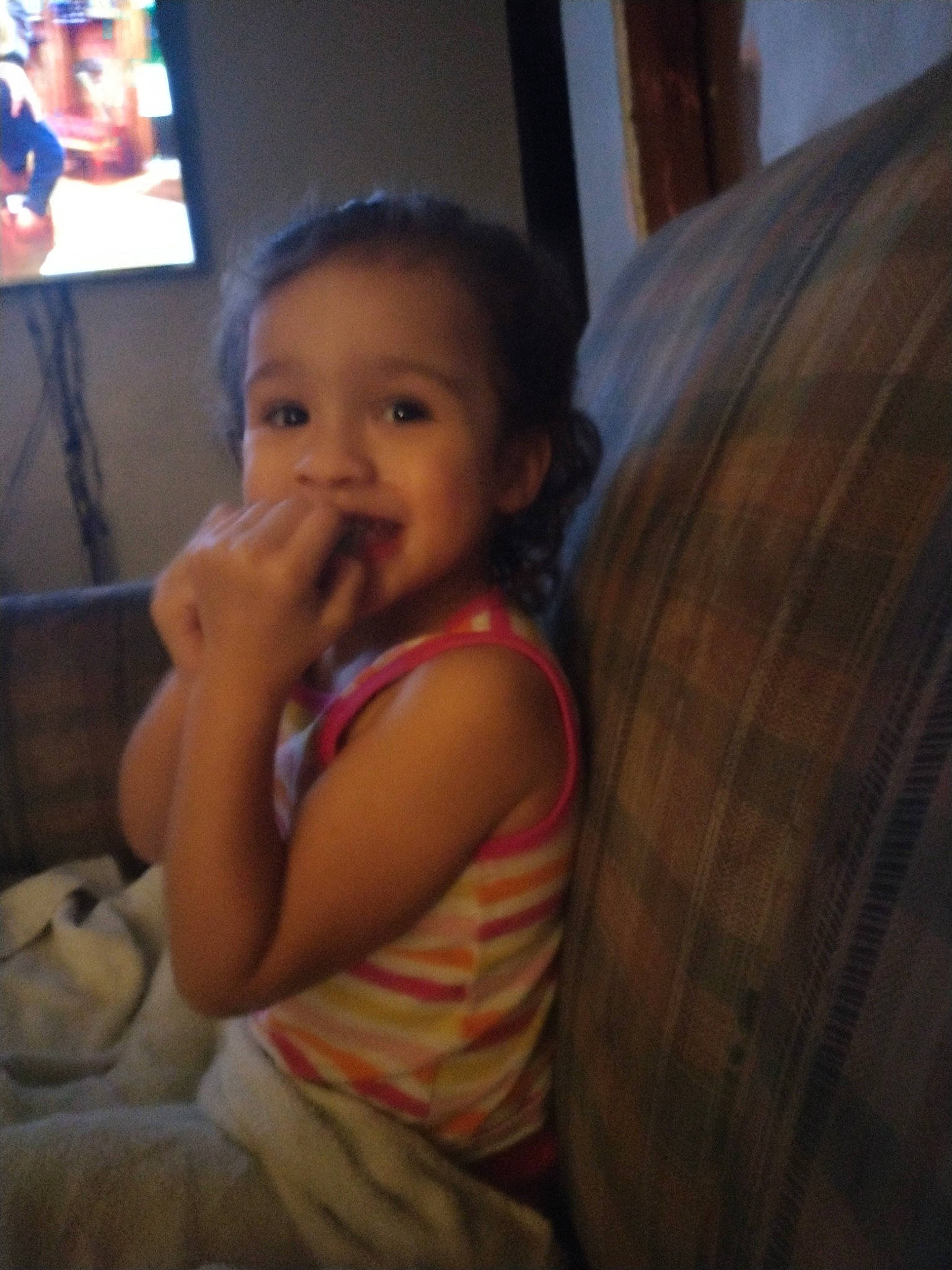 Lillianna joined the competition — help win amazing prizes! baby, cheek, child, chin, comfort, ear, eyebrow, finger, fun, human_body, iris, mouth, nose, person, plaid, skin, standing, tartan, television, thumb