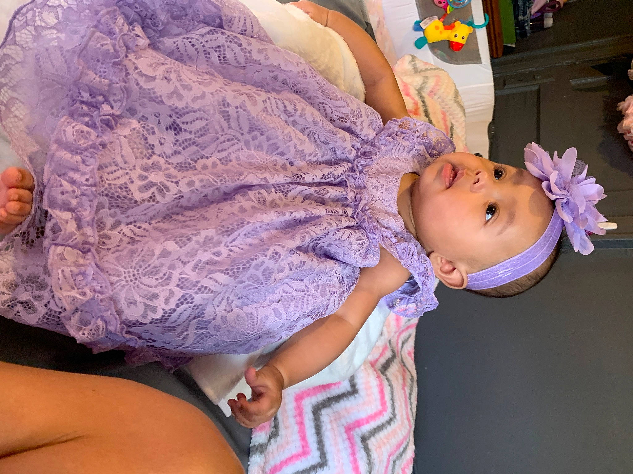 Kaliyah is registered to the contest to win money with this photo: abdomen, baby, baby_toddler_clothing, child, comfort, event, eyelash, fashion_accessory, fun, happy, headwear, magenta, pattern, person, pink, purple, skin, sleeve, thigh, toddler