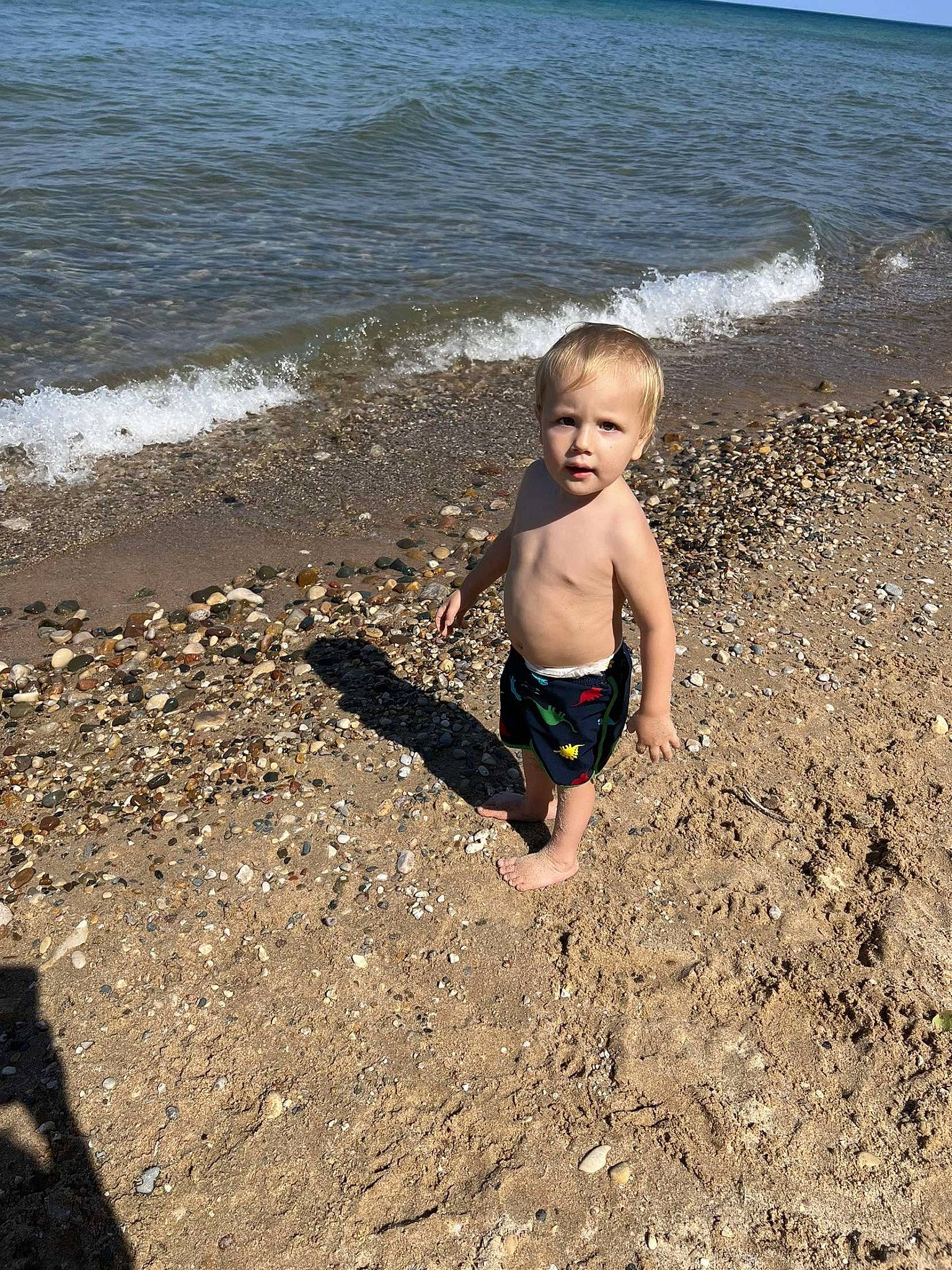 Oaklee joined the competition — help win amazing prizes! barechested, barefoot, beach, chest, child, foot, fun, happy, horizon, leisure, people_in_nature, people_on_beach, person, sand, shore, sky, soil, swimwear, toddler, water