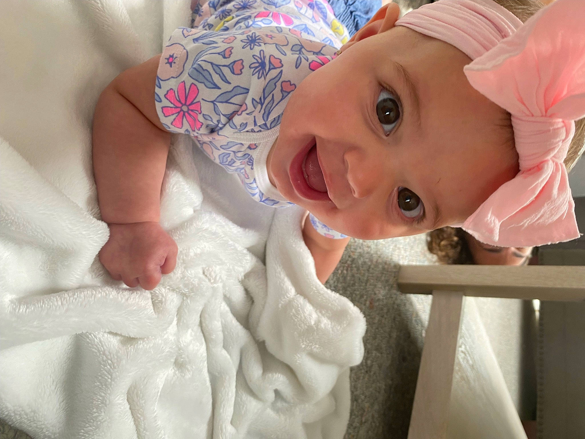 Madelyn is registered to the contest to win money with this photo: baby, baby_toddler_clothing, cheek, child, comfort, eye, eyebrow, finger, happy, hat, headwear, iris, lip, mouth, nose, person, pink, skin, sleeve, smile