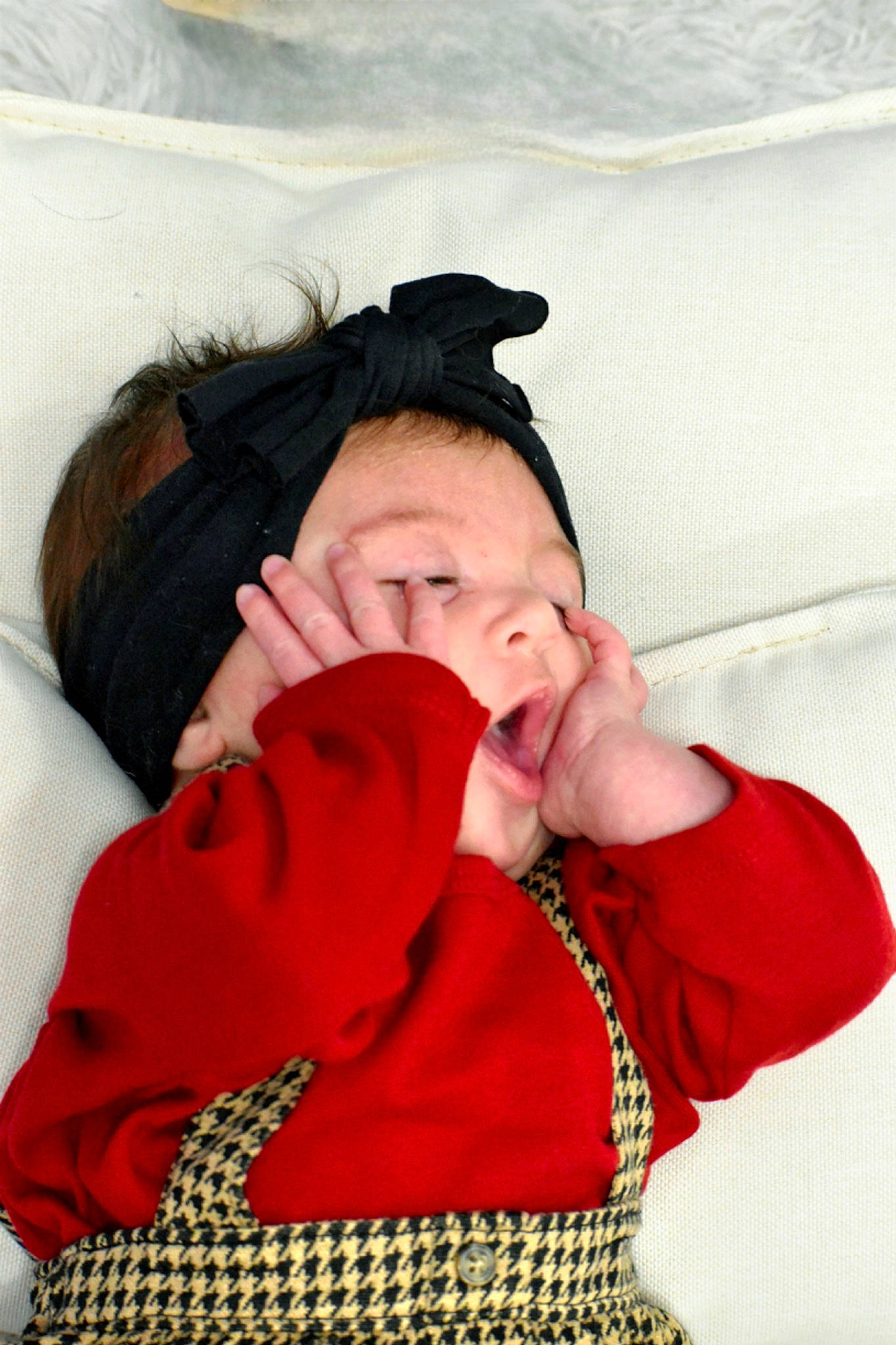 Hadlee is registered to the contest to win money with this photo: baby, baby_sleeping, baby_toddler_clothing, cheek, child, comfort, ear, fashion_accessory, fur, gesture, happy, jewellery, linens, lip, neck, person, sleeve, snow, textile, toddler
