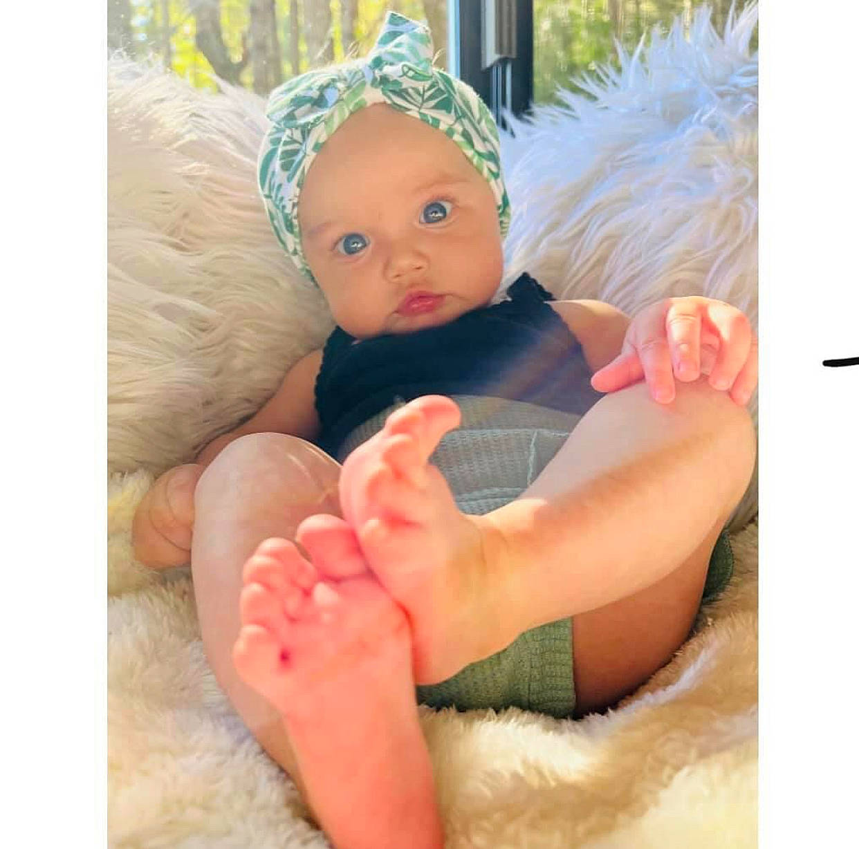 Emberlynn joined the competition — help win amazing prizes! baby, barefoot, cap, child, comfort, doll, fashion_accessory, finger, foot, gesture, hair, happy, headwear, human_leg, leg, nail, person, pink, skin, thumb