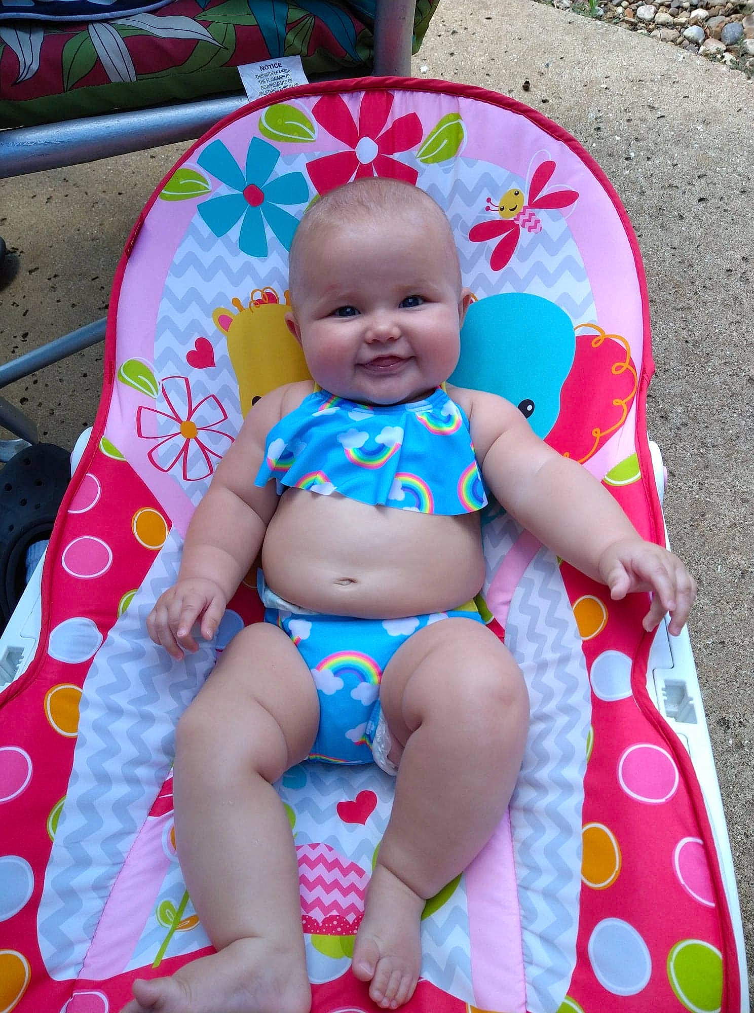 Lynnleigh is registered to the contest to win money with this photo: baby, baby_products, baby_toddler_clothing, baby_toys, child, joy, linens, nap_mat, pattern, person, pink, play, product, skin, textile, toddler, toy