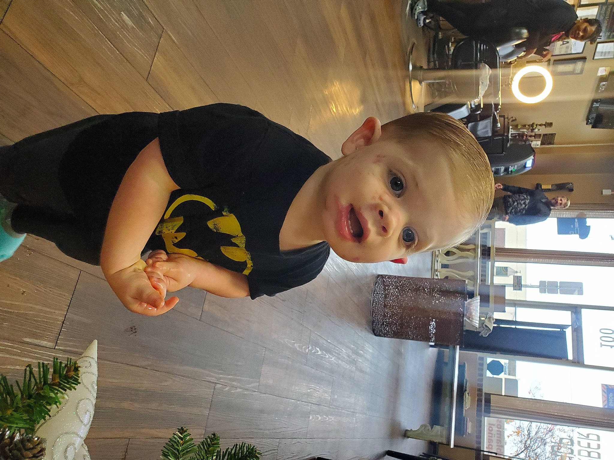 Barrett is registered to the contest to win money with this photo: auto_part, child, fun, grass, happy, human_leg, joy, leisure, machine, person, plant, smile, t_shirt, thigh, toddler