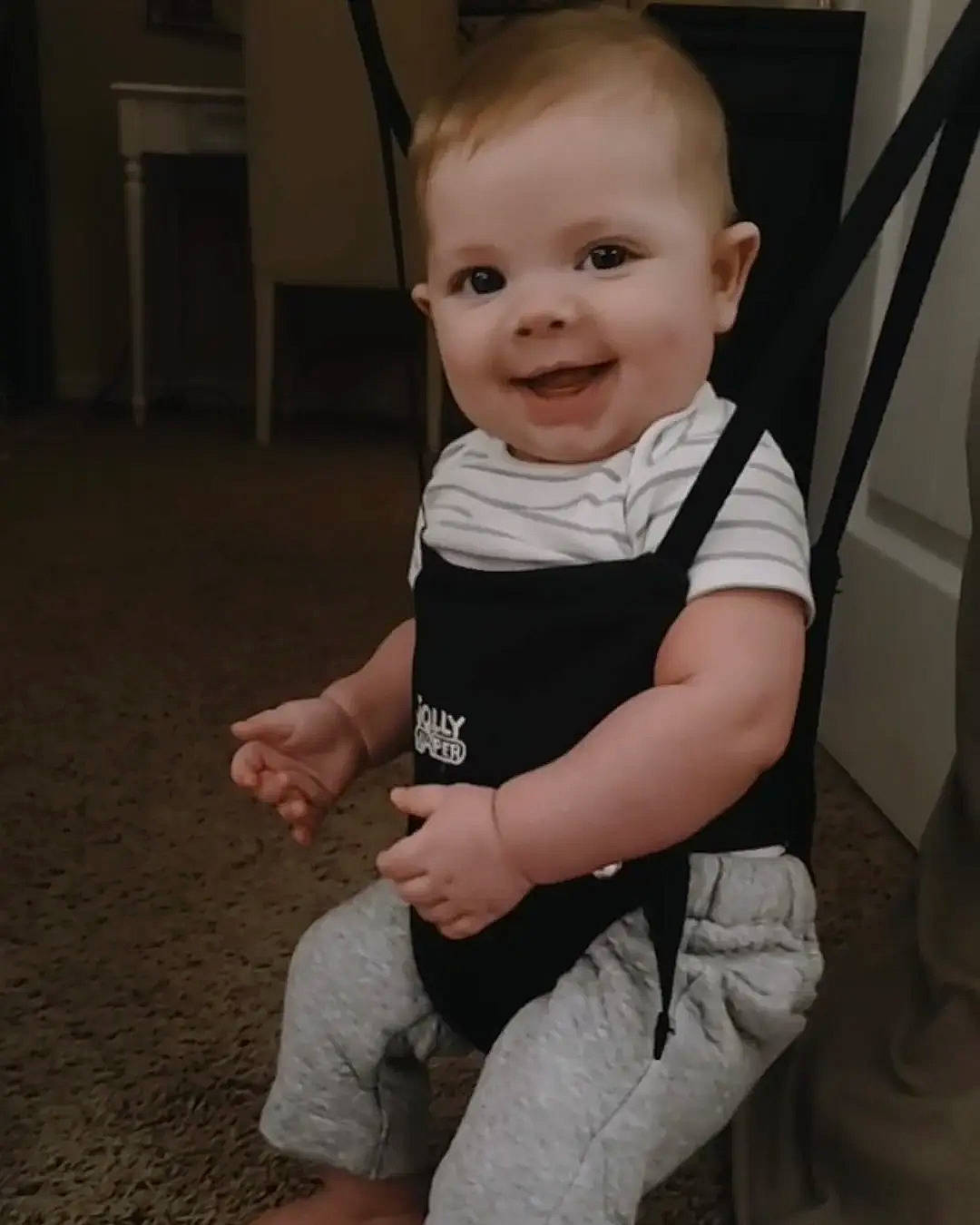 Barrett joined the competition — help win amazing prizes! baby, baby_toddler_clothing, cheek, chin, elbow, facial_expression, flooring, gesture, happy, head, iris, joy, knee, leg, person, shoulder, skin, sleeve, smile, t_shirt