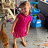 Cadence joined the competition — help win amazing prizes! child, girl, smiling, portrait, pink_dress, outdoor, porch, cat, ginger_cat, pet, toys, play_equipment, cat_tree, tricycle, chair, plants, residential_area, daylight, sandals, happy