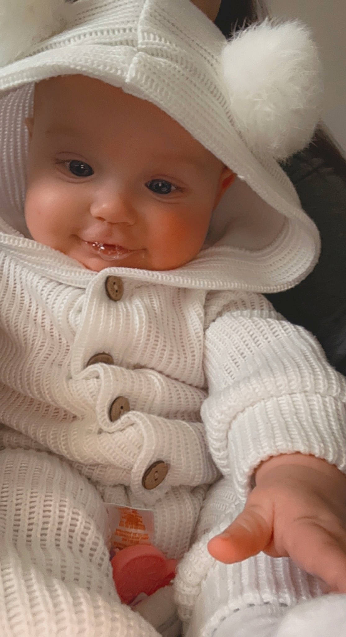 Raegan joined the competition — help win amazing prizes! baby, baby_products, baby_sleeping, baby_toddler_clothing, cap, cheek, child, comfort, eye, eyebrow, headgear, headwear, iris, linens, lip, nose, person, skin, smile, toddler