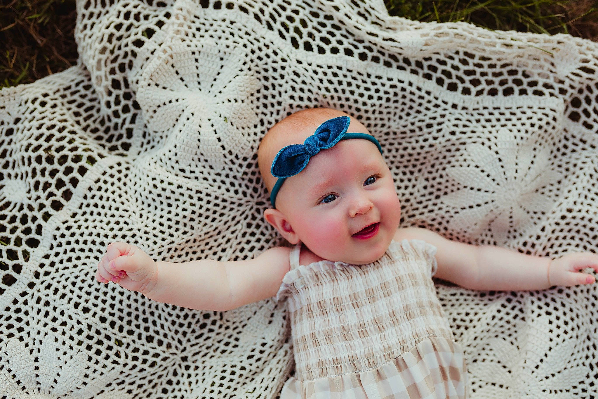 Oaklynn joined the competition — help win amazing prizes! baby, baby_sleeping, baby_toddler_clothing, cap, child, craft, fashion_accessory, grass, hair_accessory, happy, headgear, headwear, joy, knit_cap, linens, pattern, person, sleeve, smile, textile