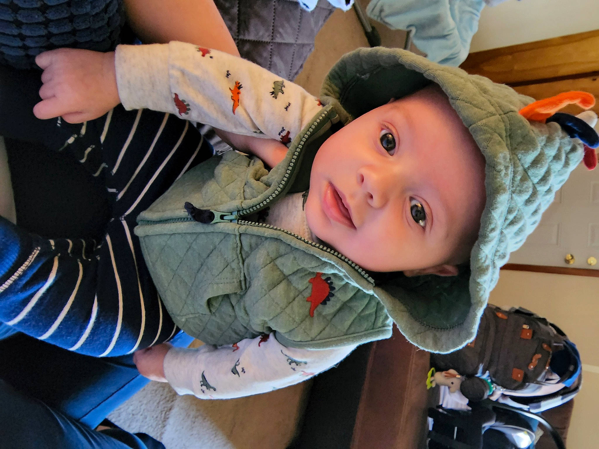 Bentlee is registered to the contest to win money with this photo: baby, baby_products, cheek, child, comfort, fun, happy, headwear, leisure, mouth, person, sitting, smile, toddler, tree, vacation, winter