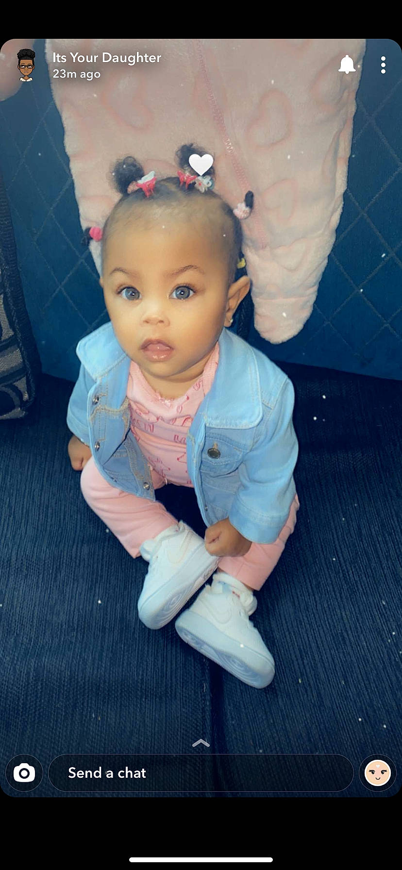 Erin joined the competition — help win amazing prizes! baby, baby_toddler_clothing, cheek, child, child_model, hair_accessory, mouth, nose, overall, person, skin, sock, surprise, toddler