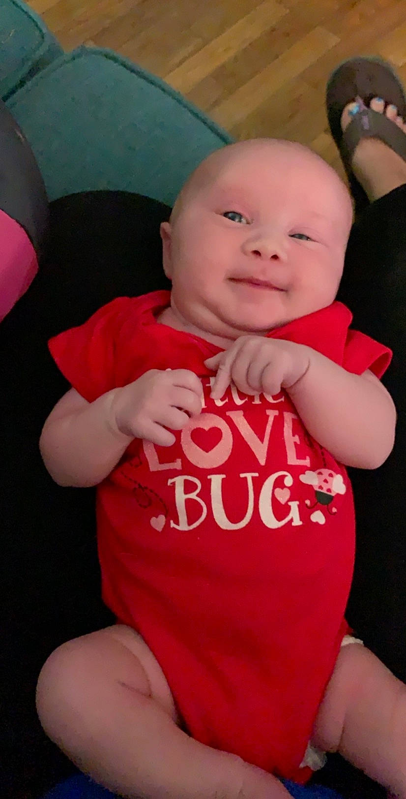 Dawsyn is registered to the contest to win money with this photo: baby, baby_toddler_clothing, cheek, child, finger, hand, lip, mouth, person, pink, skin, smile, thumb, toddler