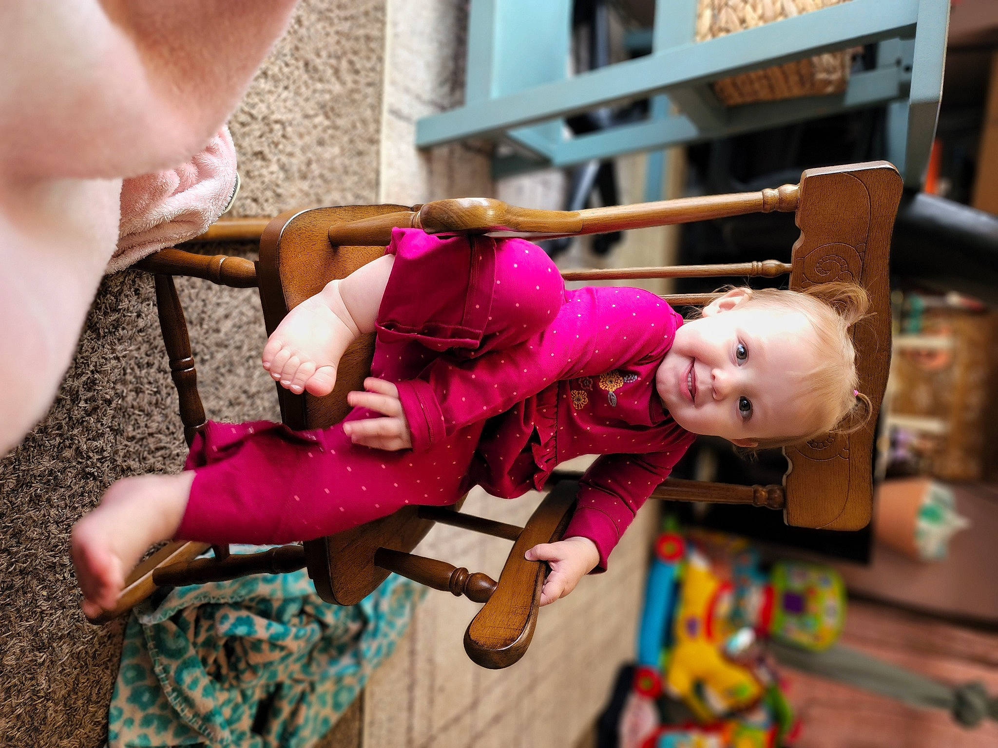 Rayleigh is registered to the contest to win money with this photo: baby, baby_products, baby_toddler_clothing, child, event, fun, happy, human, joy, leisure, magenta, mammal, person, pink, recreation, skin, smile, toddler, toy, tree