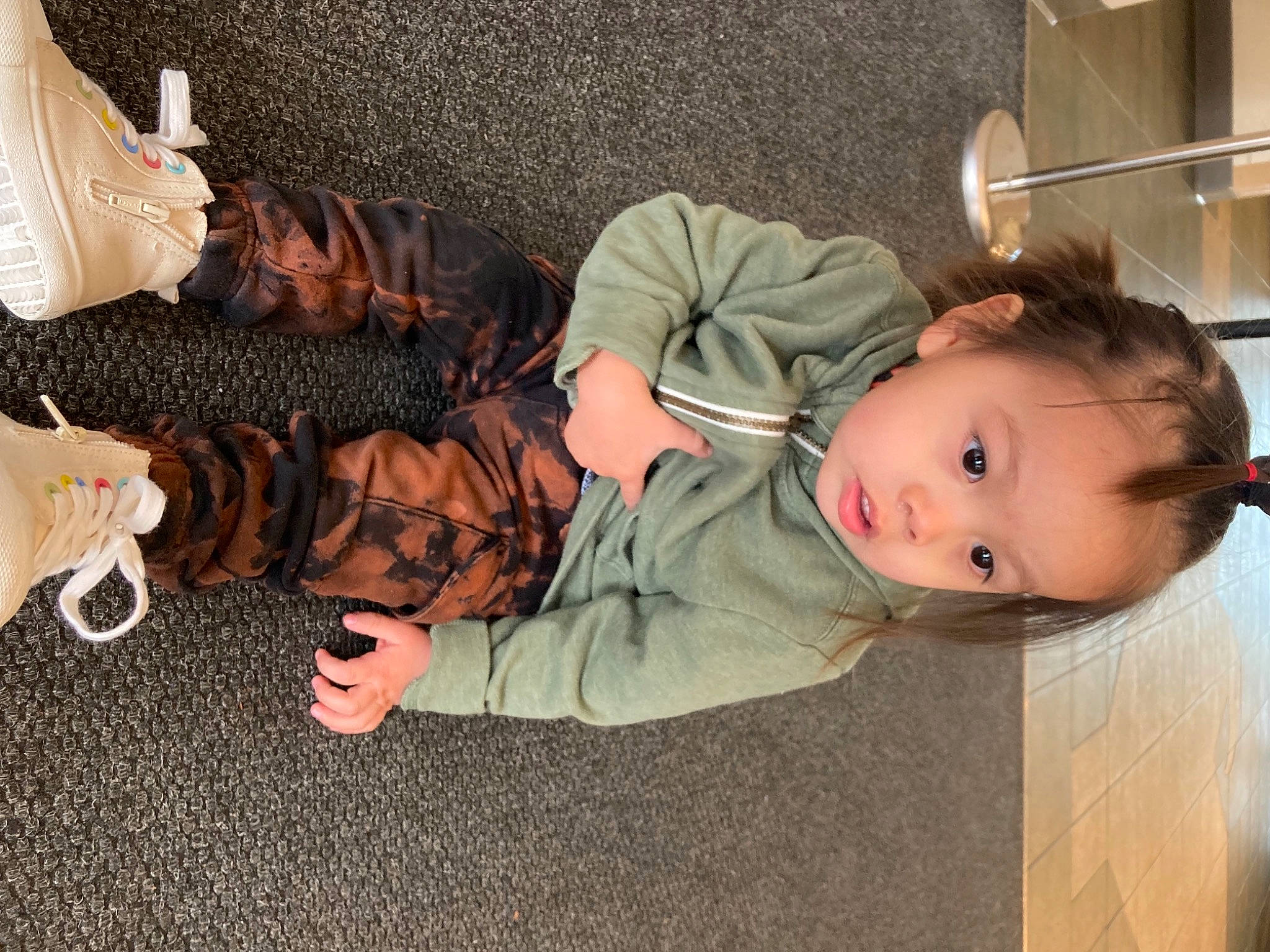 Julius joined the competition — help win amazing prizes! baby, baby_toddler_clothing, cheek, child, comfort, flooring, foot, fun, human_leg, lap, leg, person, room, sitting, sock, thigh, toddler, tree, wood