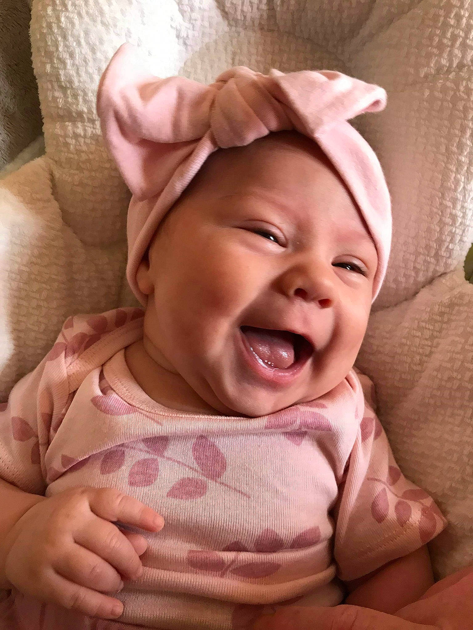 Avah joined the competition — help win amazing prizes! baby, baby_laughing, baby_making_funny_faces, birth, cheek, child, ear, face, facial_expression, gesture, happy, head, headwear, laugh, lip, mouth, nose, person, skin, smile