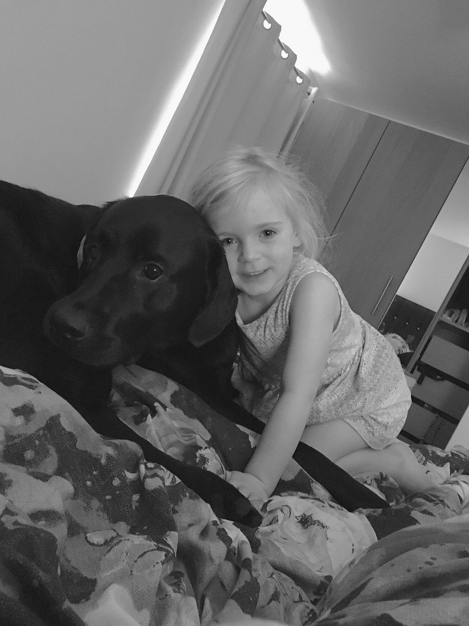 Louise joined the competition — help win amazing prizes! black, black_and_white, canidae, carnivore, child, dog, dog_breed, eye, family, great_dane, guard_dog, joy, labrador_retriever, monochrome, person, photograph, photography, sibling, sporting_group, style