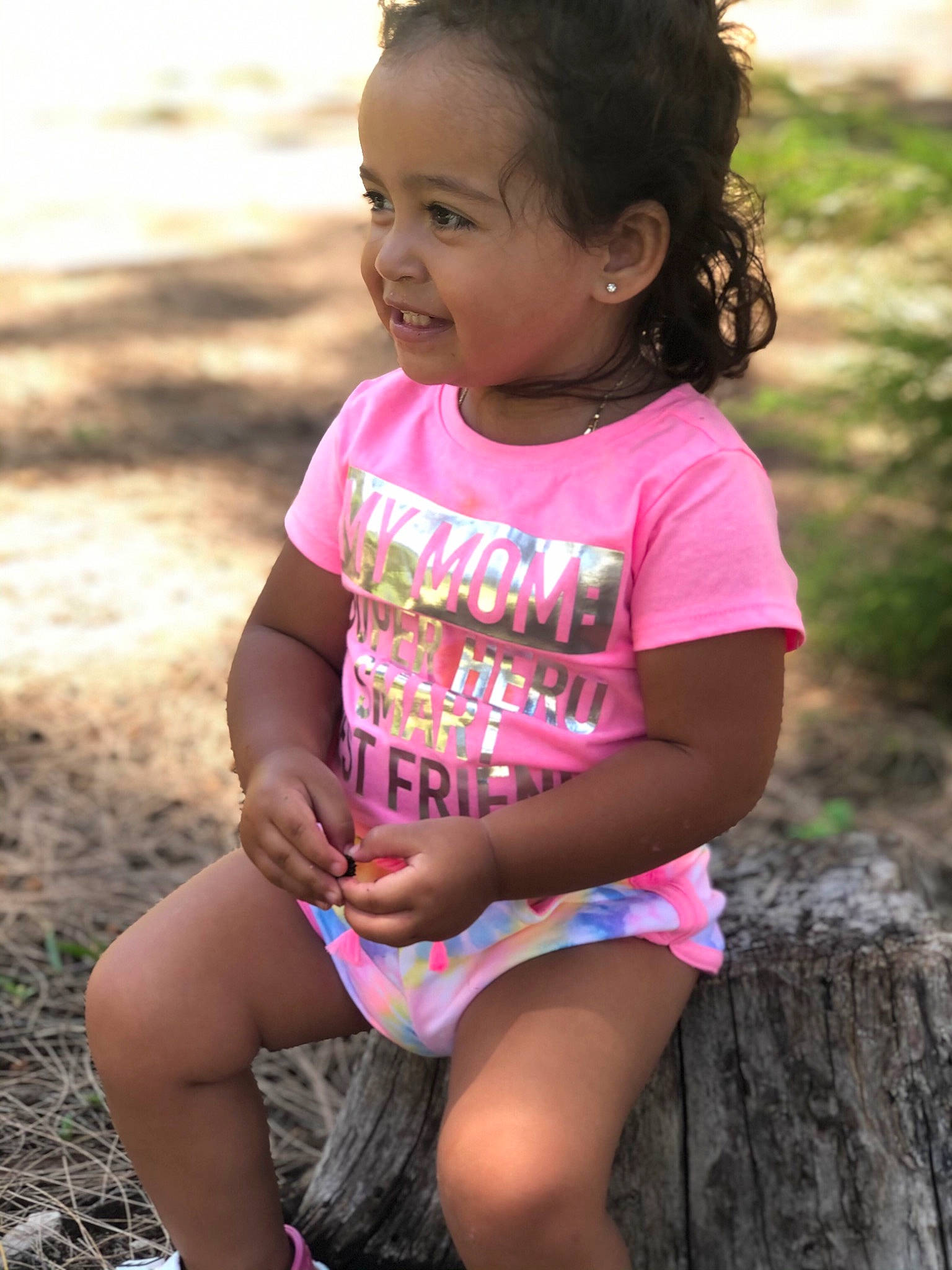 Sophia-rose joined the competition — help win amazing prizes! baby_toddler_clothing, black, face, facial_expression, fun, grass, hairstyle, happy, human, joy, leg, lip, organ, people_in_nature, person, pink, plant, skin, sleeve, smile