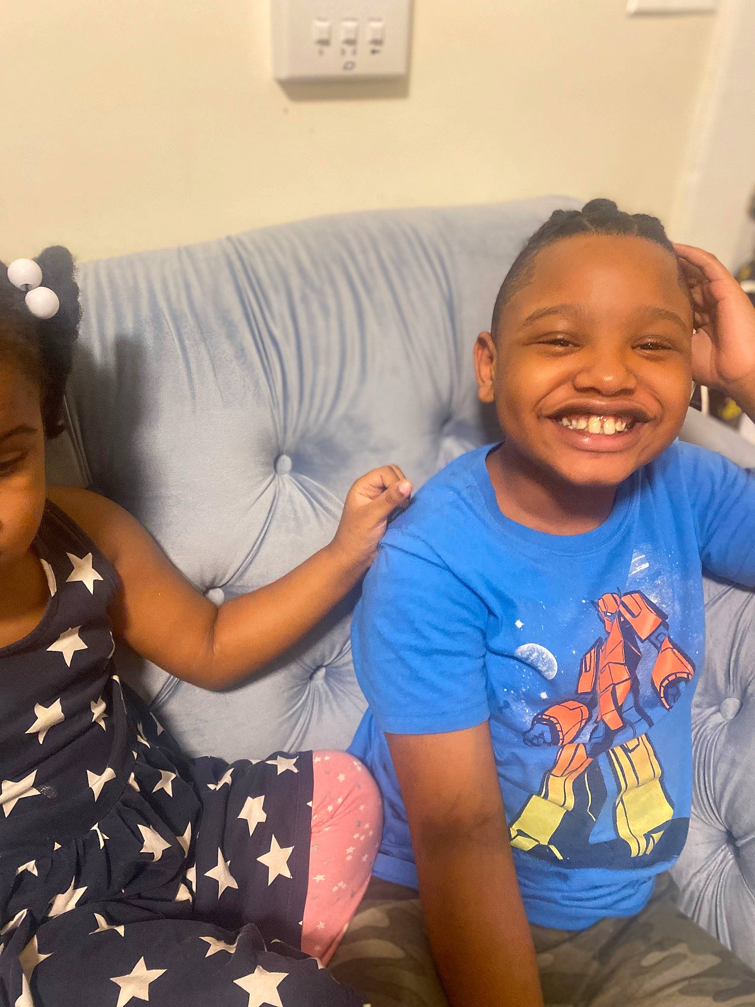 Kaleb joined the competition — help win amazing prizes! child, comfort, cool, couch, elbow, event, finger, fun, gesture, happy, head, human_body, joy, leisure, person, sitting, skin, smile, t_shirt, thigh