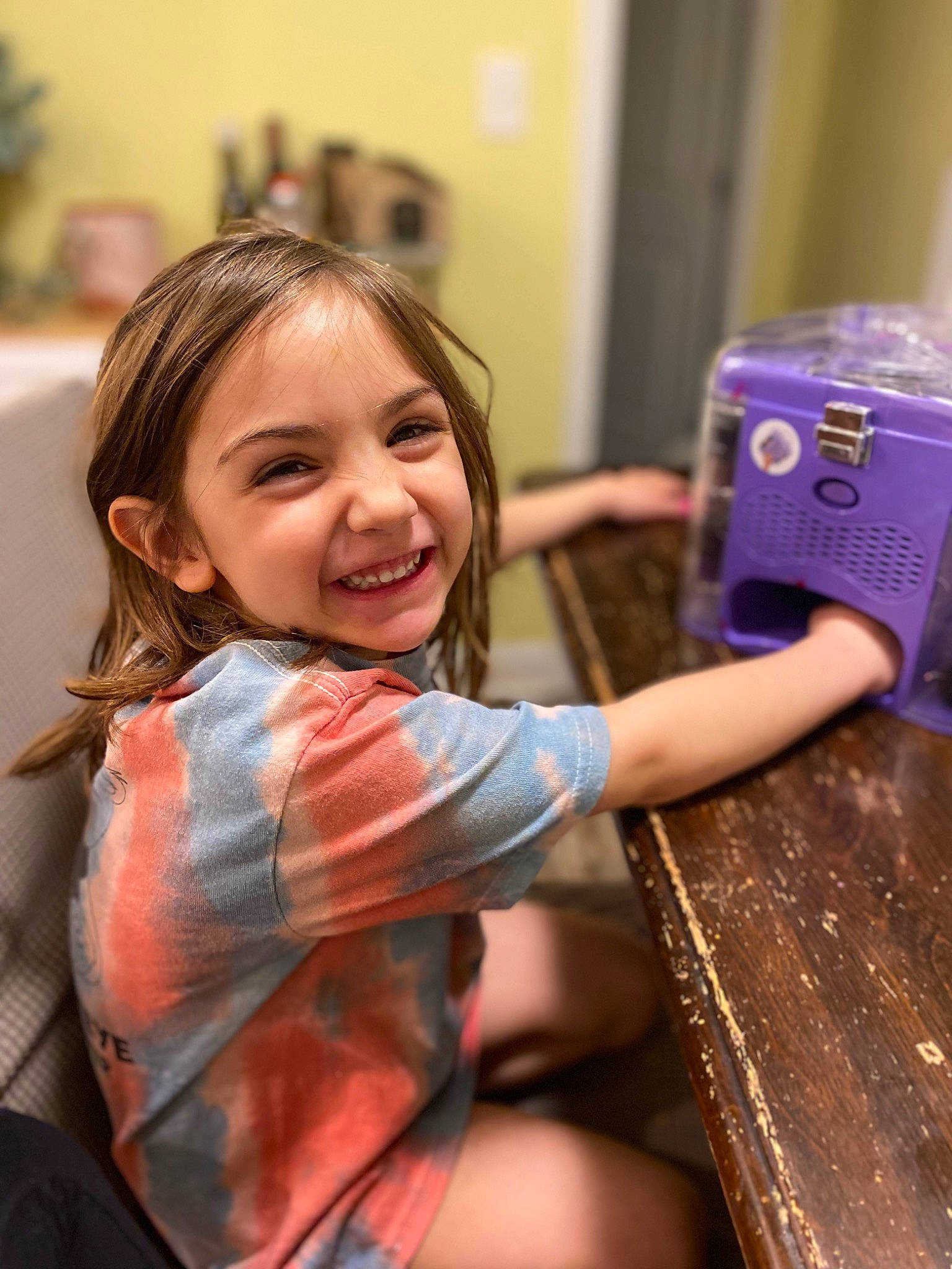 Sayge joined the competition — help win amazing prizes! chair, child, costume, event, flooring, fun, hair_coloring, happy, joy, laugh, leisure, person, play, recreation, room, sitting, smile, table, tableware, toddler