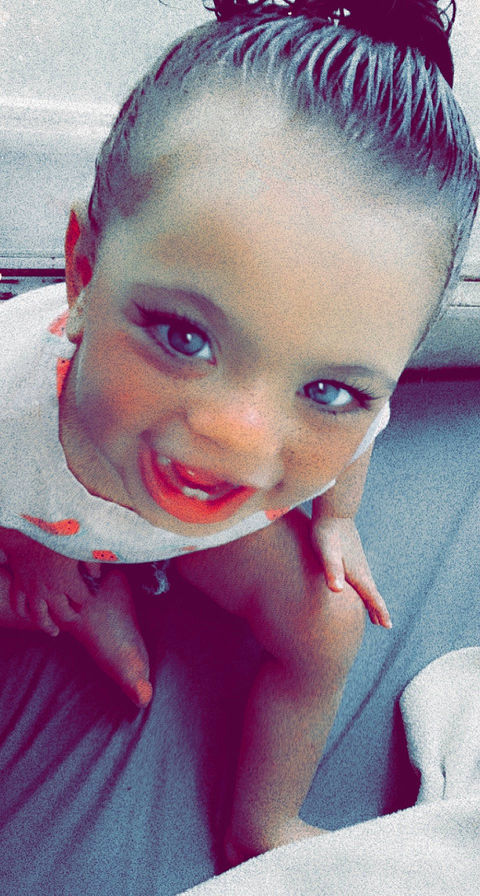 Gabriella joined the competition — help win amazing prizes! cheek, chin, ear, eyebrow, eyelash, forehead, hair, hairstyle, iris, jaw, joy, lip, lipstick, mouth, neck, nose, organ, person, purple, skin