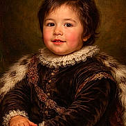 Kayden is registered to the contest to win money with this photo: child, portrait, historical_clothing, velvet, lace, ruff_collar, fur_cloak, smile, hands, table, embroidery, face, brown_hair, young, costume, classic, elegant, indoor, pose, noble