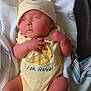 newborn, baby, sleeping, yellow_onesie, hat, bear_ears, blanket, infant, cute, soft, cozy, toddler, resting, clothing, wrapped, peaceful, indoors, child, person, small