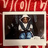 baby, car_seat, child, cute, denim, fuzzy_blanket, hat, indoor, infant, instant_photo, jeans, person, photography, polaroid, portrait, red_blanket, seatbelt, snapshot, white_hat, young_child