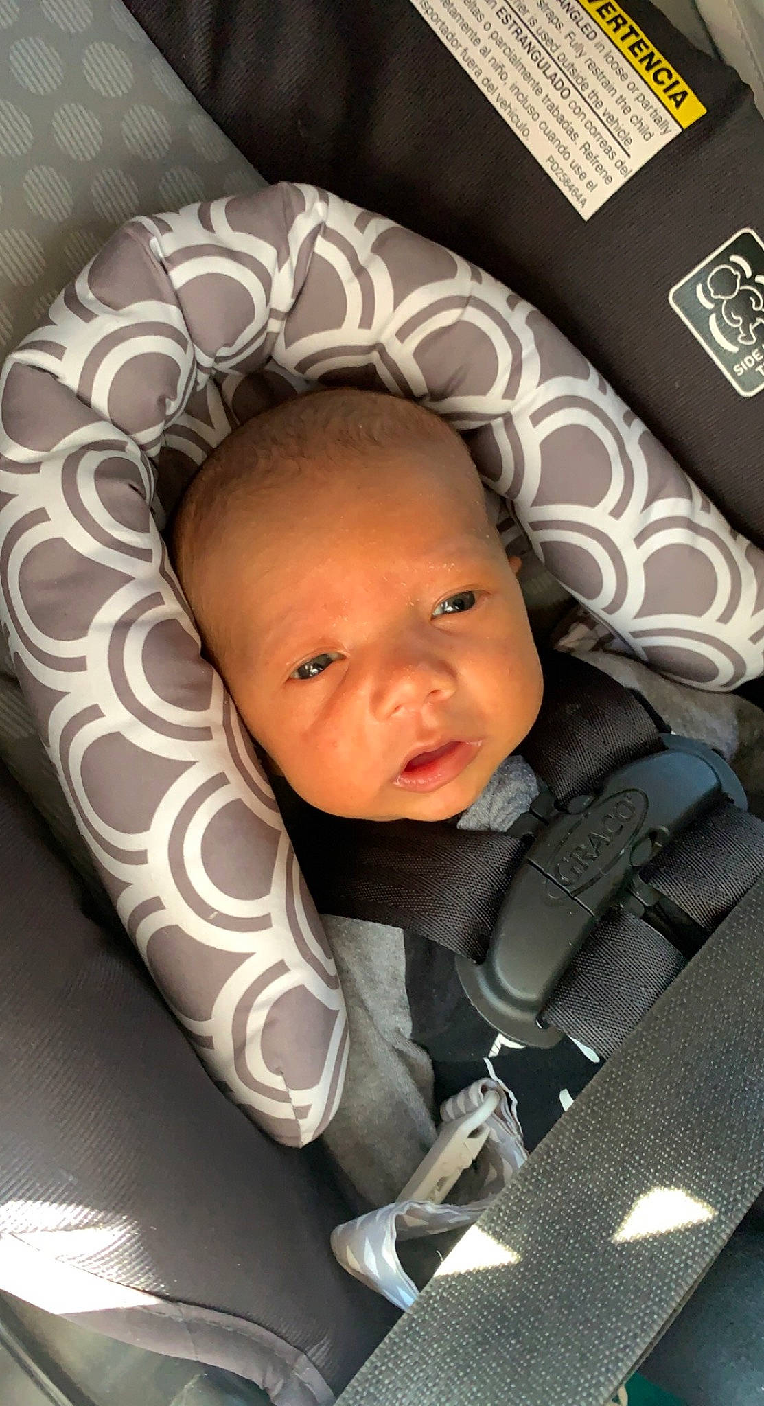 Kaison joined the competition — help win amazing prizes! auto_part, baby, baby_carriage, baby_in_car_seat, baby_products, baby_safety, baby_toddler_clothing, car_seat, cheek, child, comfort, eye, face, head, linens, person, room, sitting, toddler