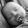 baby, blanket, calm, child, closeup, comfort, cozy, cute, face, indoors, infant, monochrome, newborn, pacifier, peaceful, portrait, resting, sleeping, soft, young