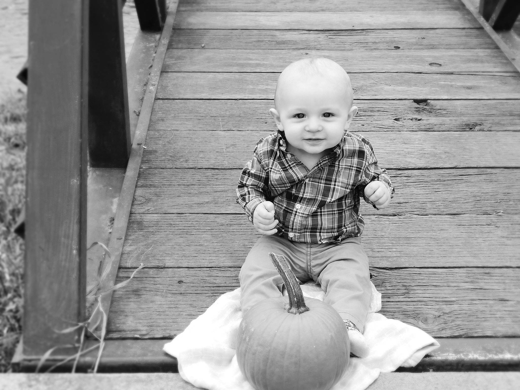 Maverick joined the competition — help win amazing prizes! baby, baby_toddler_clothing, black, black_and_white, facial_expression, flash_photography, flooring, fun, happy, line, monochrome, monochrome_photography, person, photograph, smile, standing, style, tartan, toddler, white