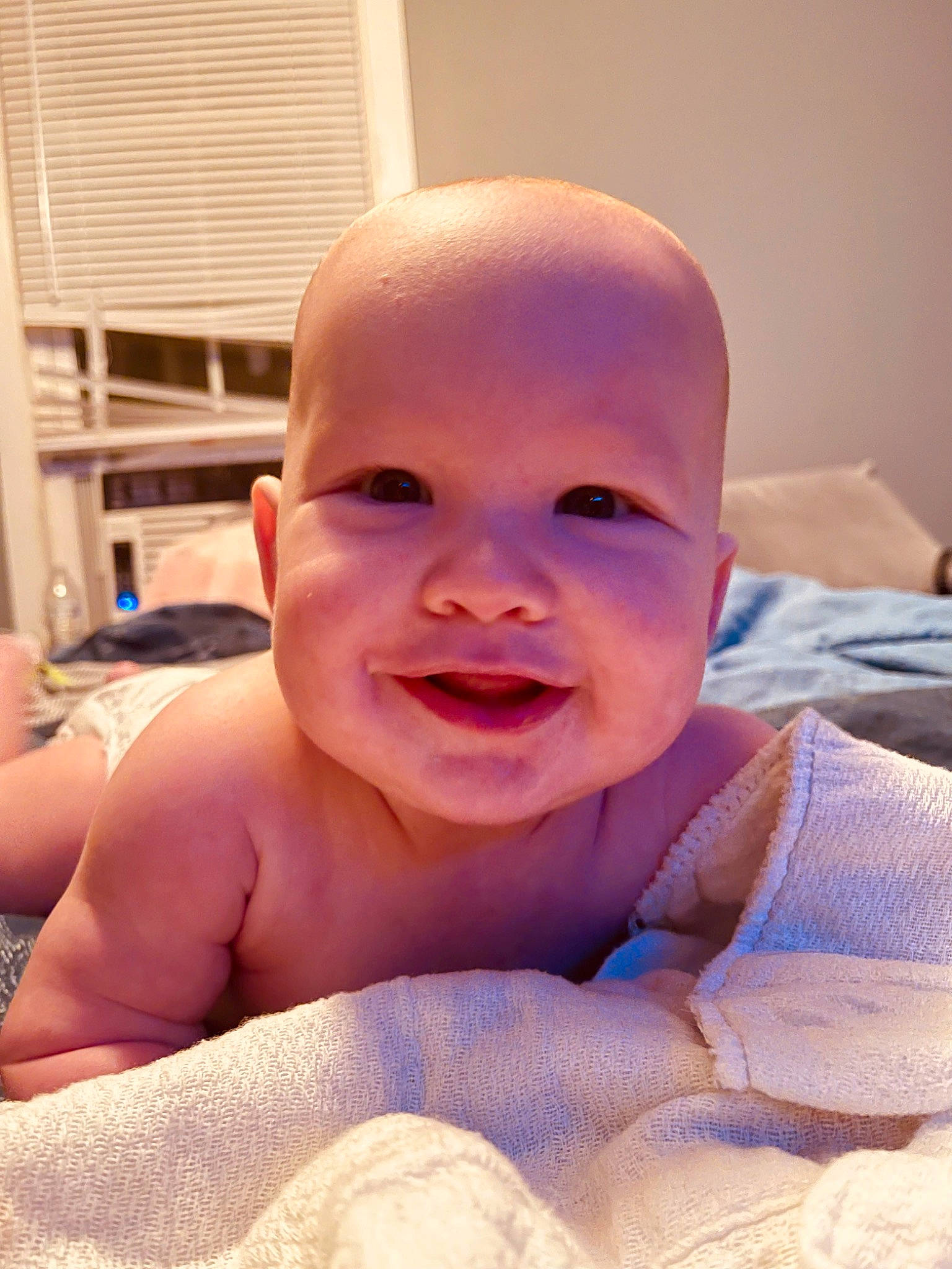 Daxton is registered to the contest to win money with this photo: baby, baby_laughing, cheek, chest, child, comfort, eye, finger, fun, happy, head, lip, mouth, nose, person, skin, smile, thumb, toddler, tooth