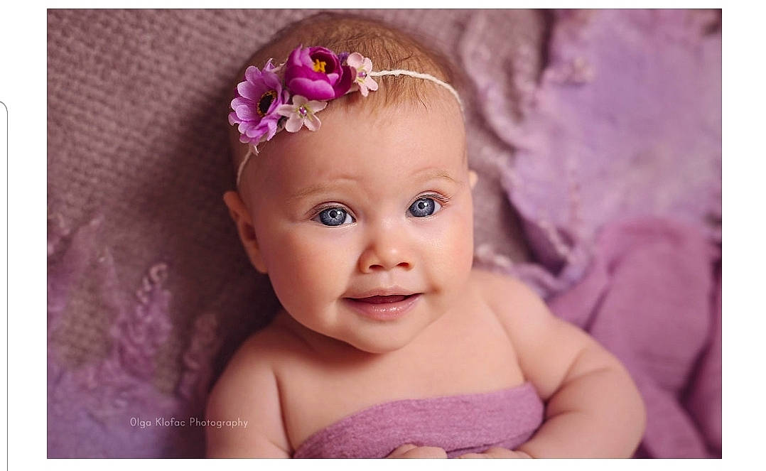 Kinsey joined the competition — help win amazing prizes! baby, cheek, child, child_model, face, forehead, hair_accessory, head, headband, headgear, headpiece, lavender, lilac, lip, person, photograph, photography, pink, purple, toddler