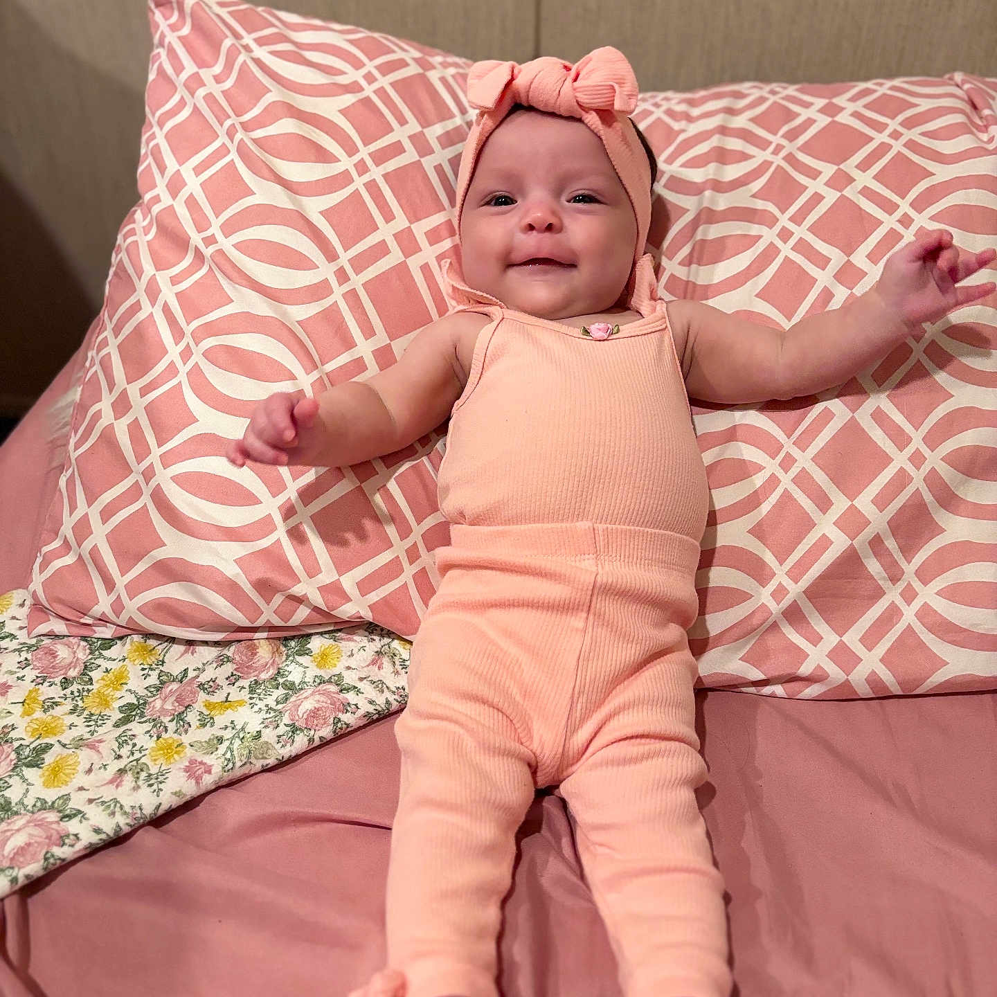 Ainsley joined the competition — help win amazing prizes! baby, bed, bedroom, bonnet, clothing, couch, cushion, face, furniture, hat, head, homedecor, indoors, pants, person, photography, pillow, portrait, room, sleeping