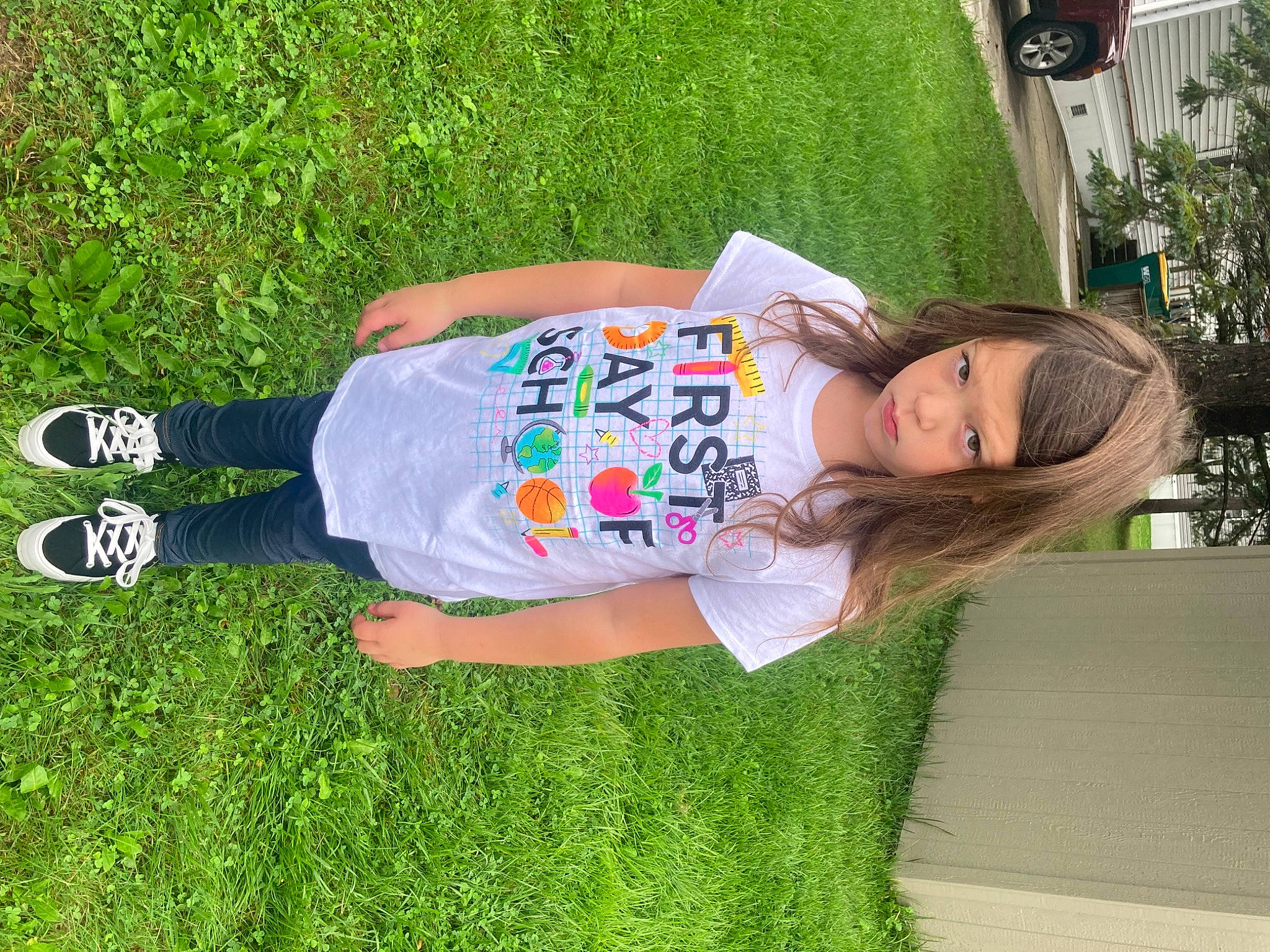 Julia joined the competition — help win amazing prizes! child, fun, grass, grass_family, grassland, green, groundcover, happy, lawn, leisure, mammal, people_in_nature, person, plant, recreation, sleeve, smile, summer, t_shirt, thigh